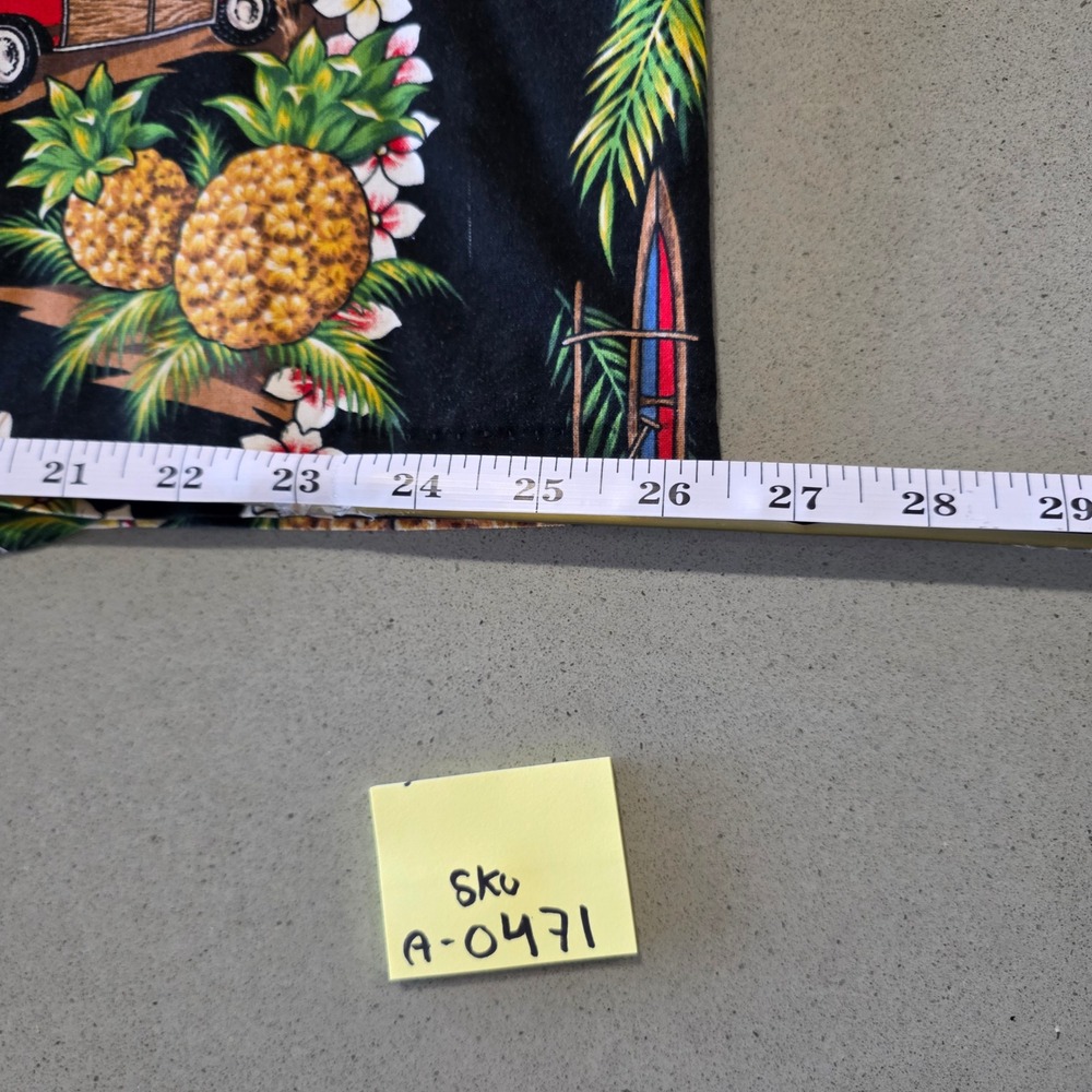 RJC Hawaiian Shirt Mens‎ XL Black Woodie Car Surfboard Pineapple Tropical Hawaii - Picture 4 of 12